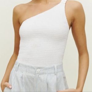 Reformation Holly Ruched One Shoulder Linen Top NEW (Size Small)